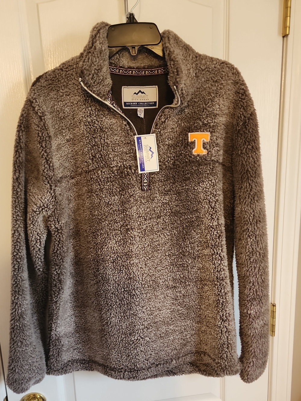Brown/Gray Sherpa Quarter-Zip Pullover with Orange TN Vols Embroidery Size M